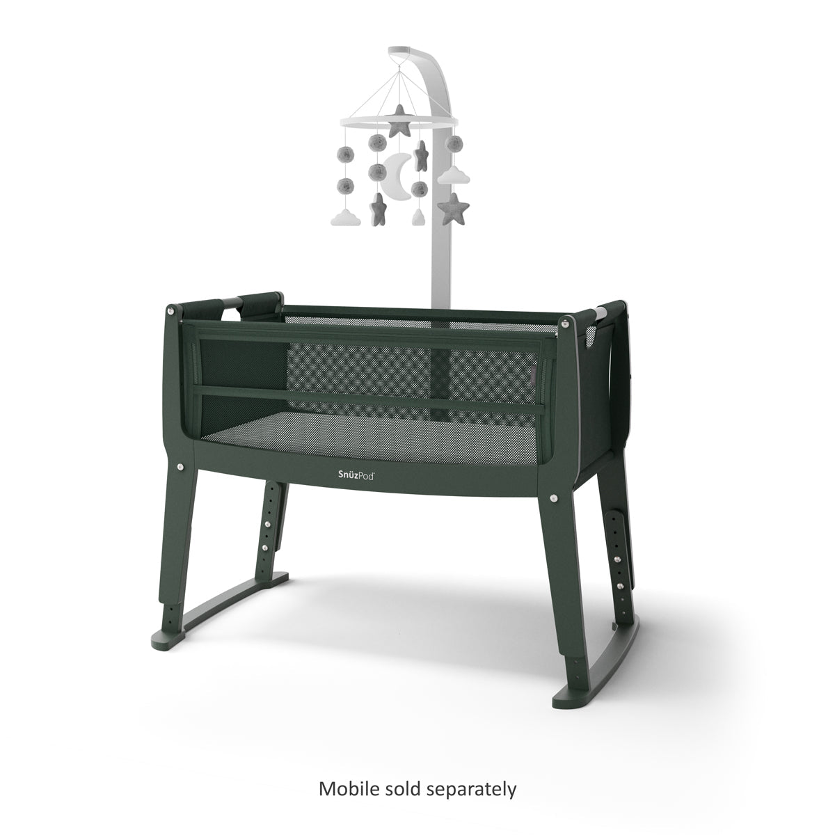 SnuzPod Studio Bedside Crib with mattress - Berlin Green