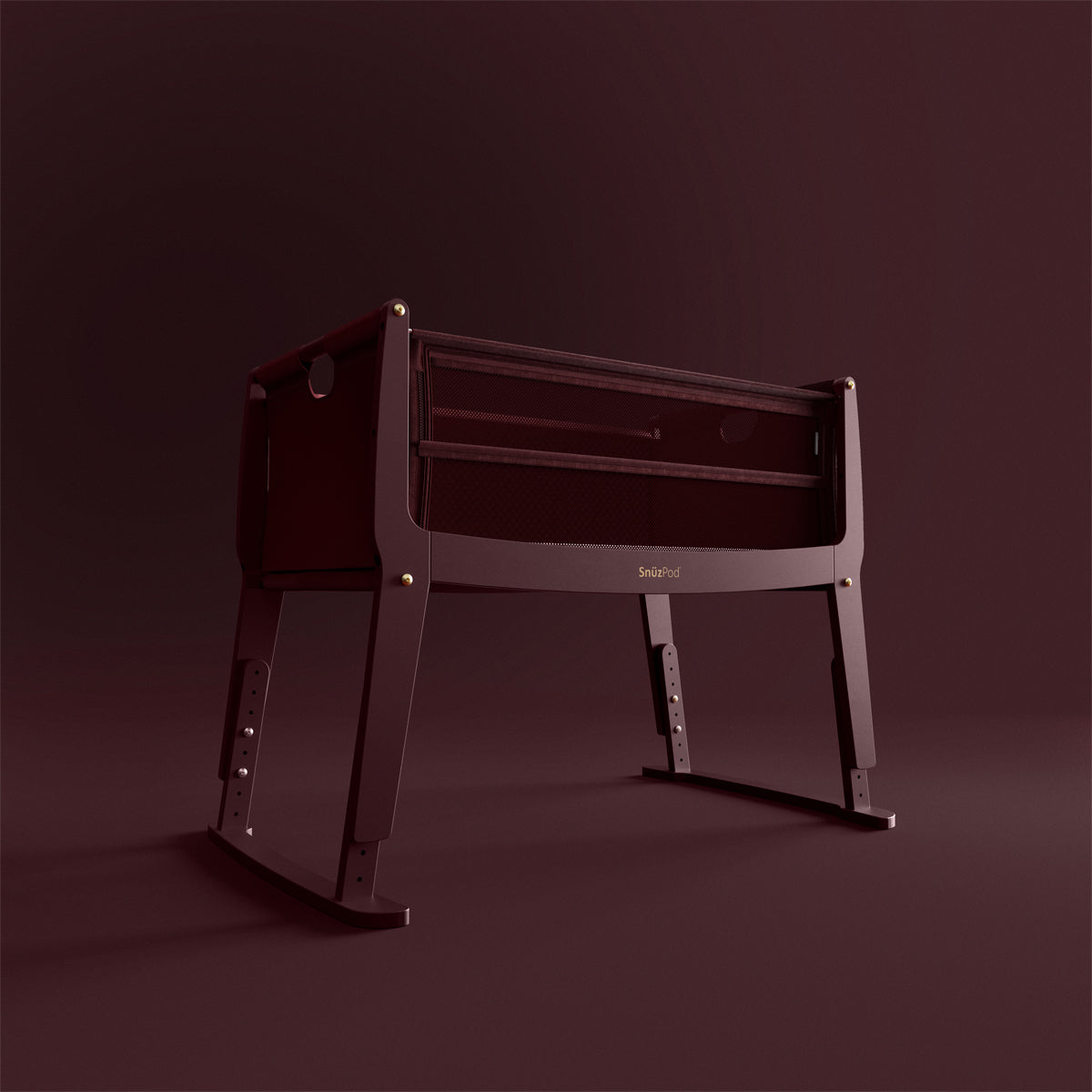 SnuzPod Studio Bedside Crib with mattress - Rome Burgundy