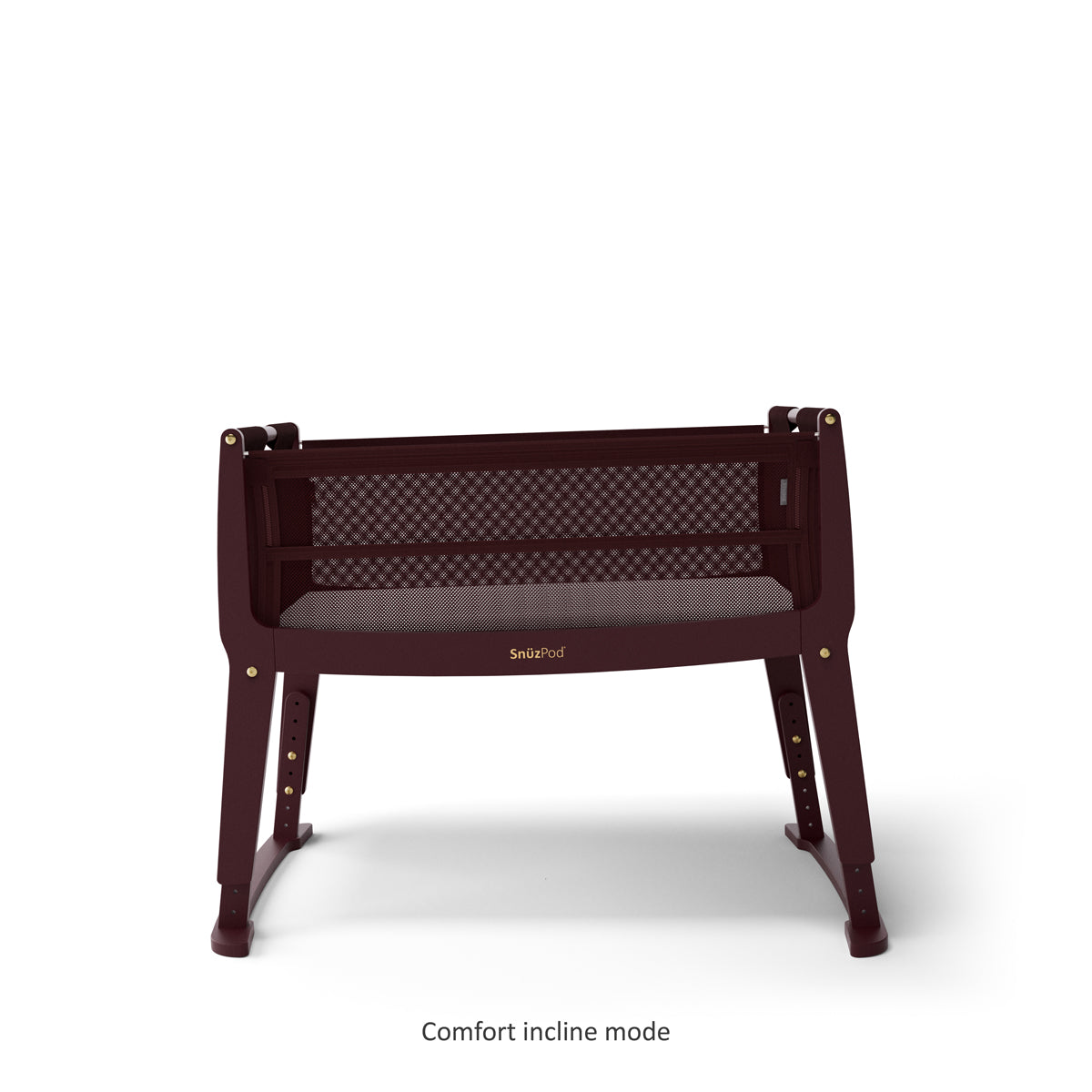 SnuzPod Studio Bedside Crib with mattress - Rome Burgundy