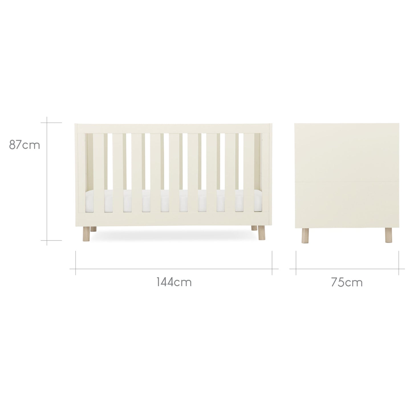 CuddleCo Harper Cot Bed - Cream & Ash